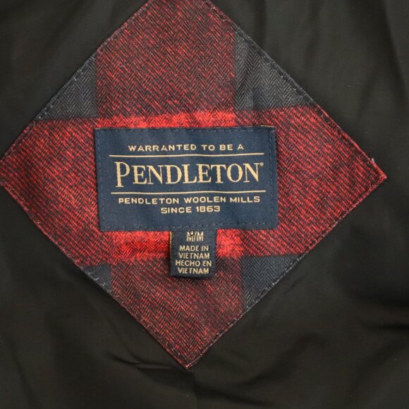 Pendleton Mens Red & Blk Buffalo Plaid Hooded 650 Down Water Resistant Coat Med - Picture 7 of 14